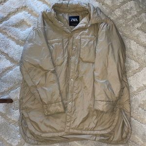Zara Oversized Shacket Jacket XL Beige